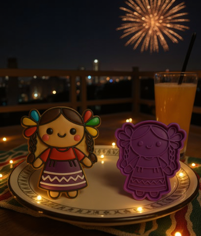 Set de Cortadores y Marcadores Muñeca Lele – Cortadores para Galletas Artesanales – Diseño Tradicional Mexicano