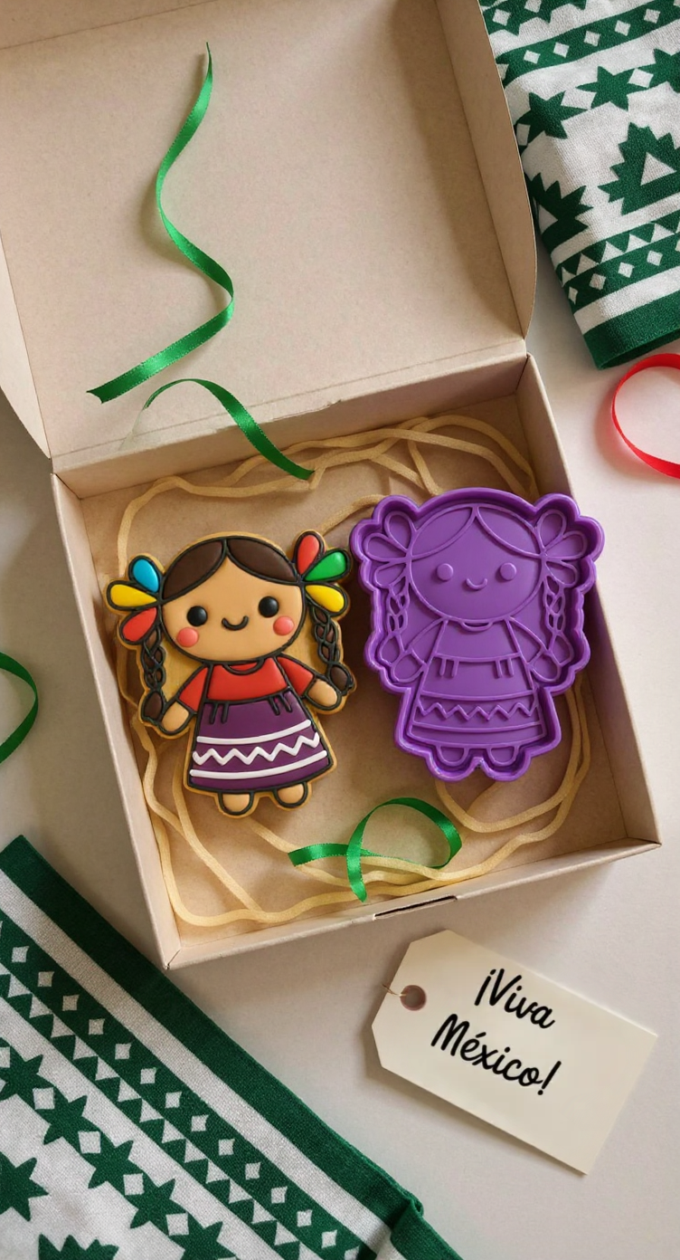 Cortador y Marcador Muñeca Lele Vestido Tradicional 🎀🍪 15 de Septiembre! 🎉