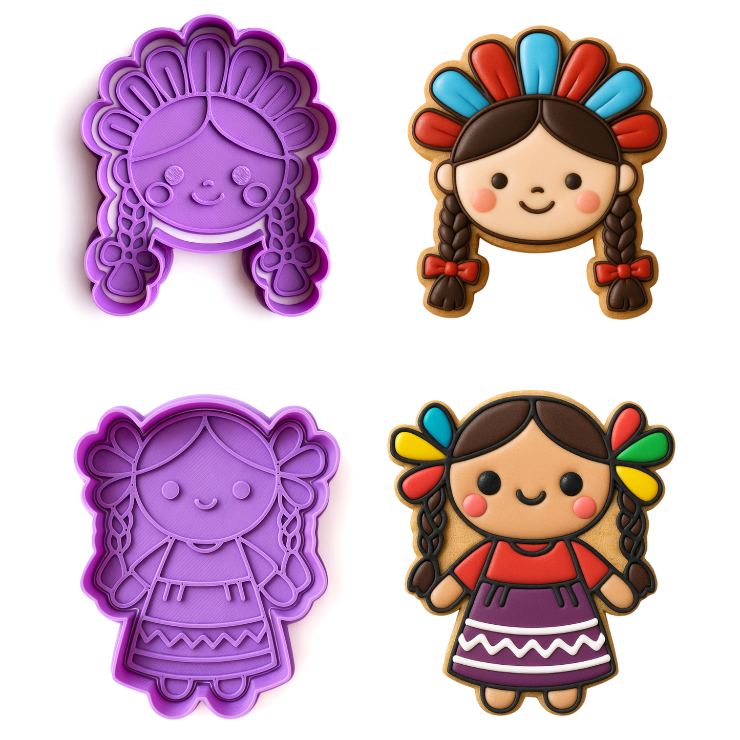 Set de Cortadores y Marcadores Muñeca Lele – Cortadores para Galletas Artesanales – Diseño Tradicional Mexicano