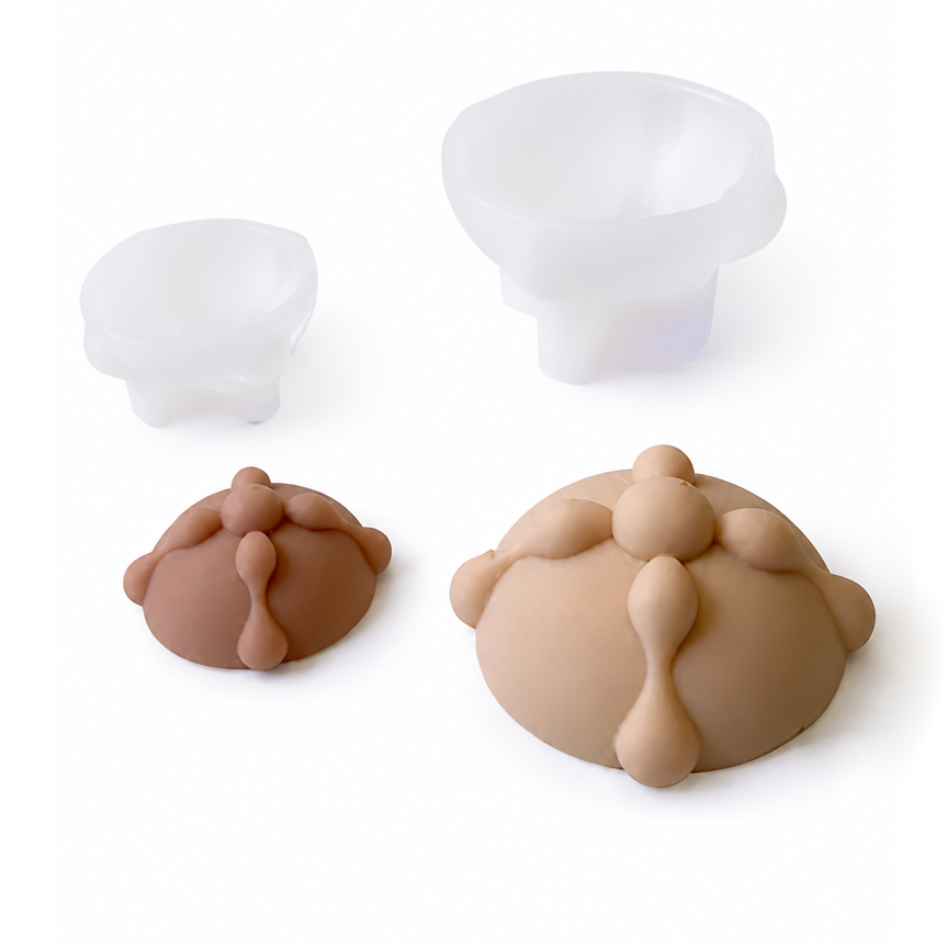 Moldes De Silicona Pan Muerto Vela Ofrenda Chico & Grande Blanco