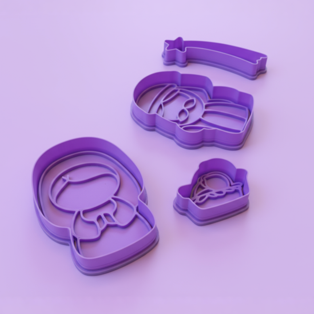 Cortadores De Galletas "Nacimiento" Navidad Con Plantilla