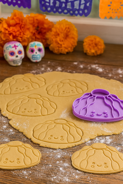 Cortador de galletas "Pan de Muerto Kawaii" con plantilla
