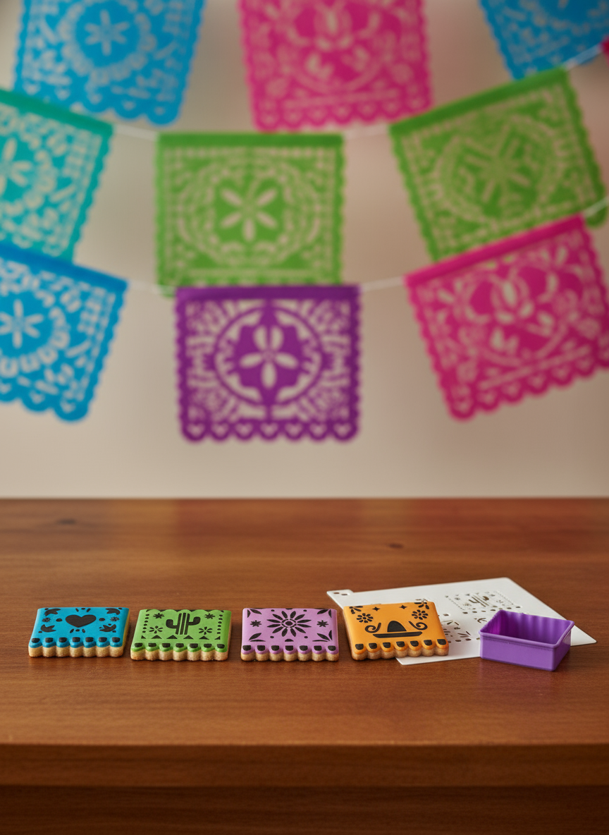 Set de Esténcil + Cortador “Papel Picado MINI” 🎨🍪💀