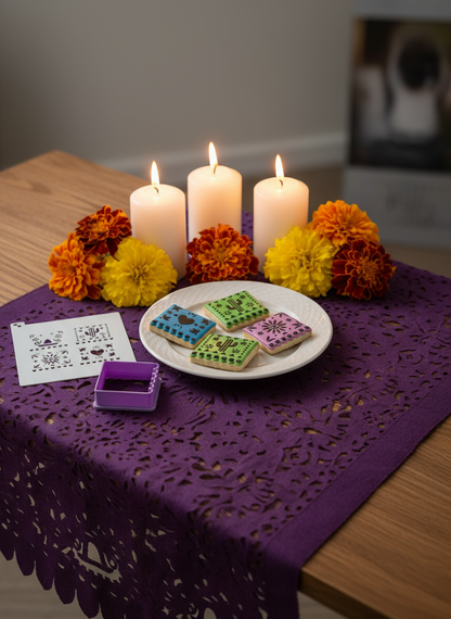 Set de Esténcil + Cortador “Papel Picado MINI” 🎨🍪💀