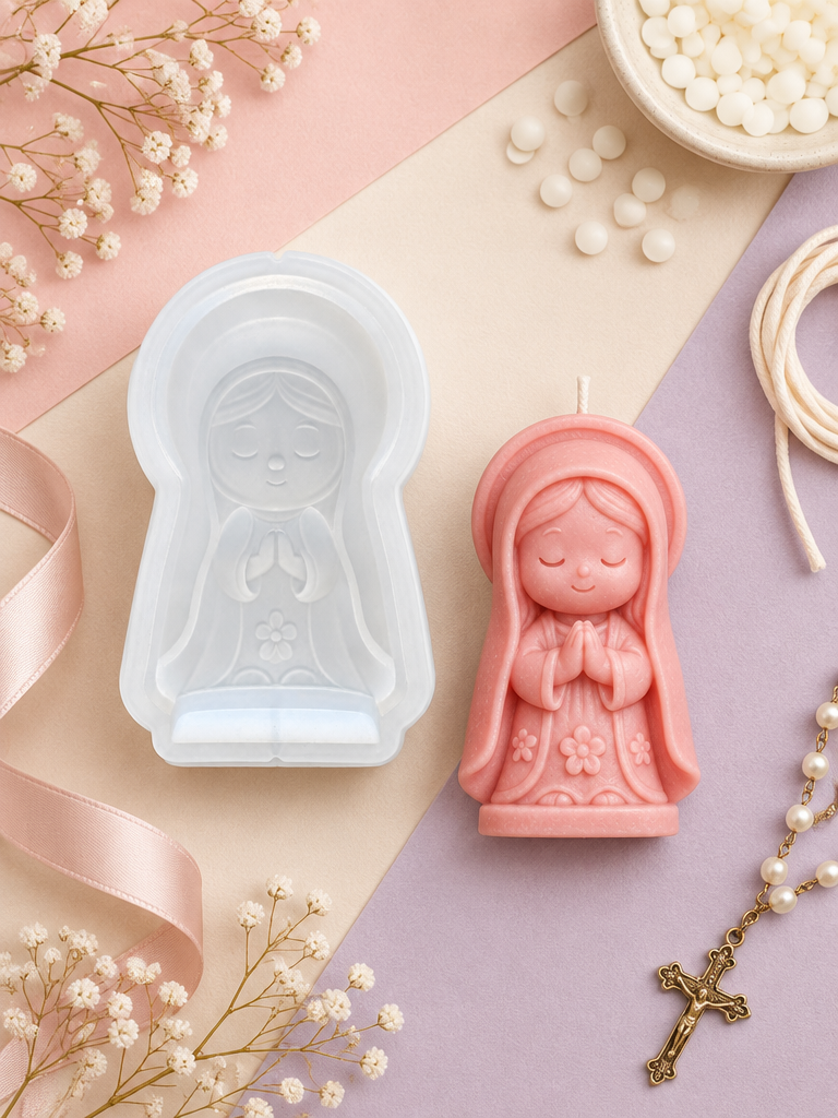 Molde De Silicona Virgencita Virgen Vela Comunión Altar