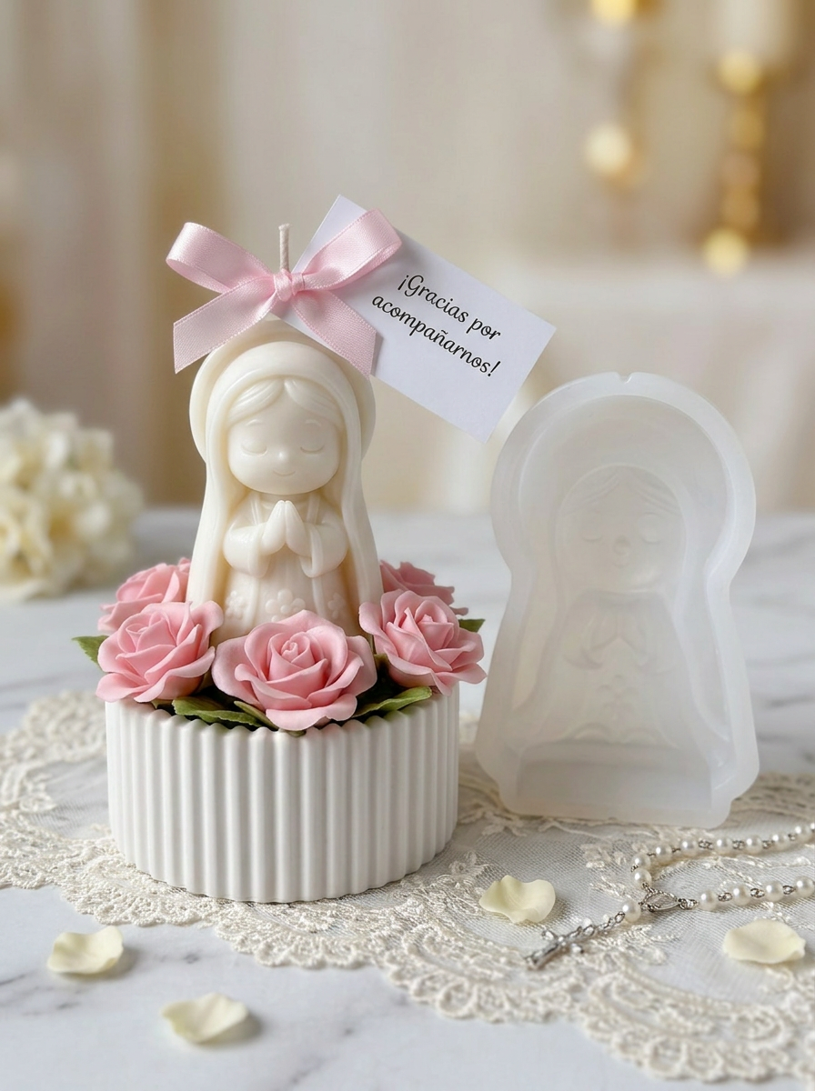 Molde De Silicona Virgencita Virgen Vela Comunión Altar