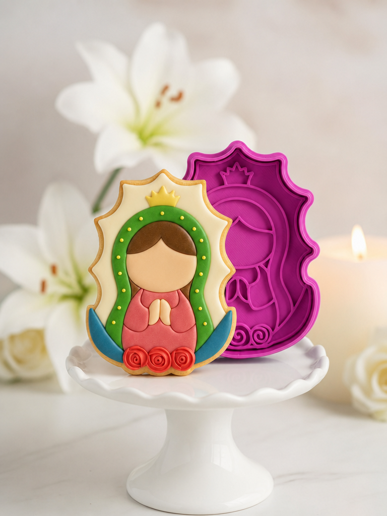 Cortador de Galletas "Virgencita" con Plantilla Navidad Repostería 🎄🍪✨