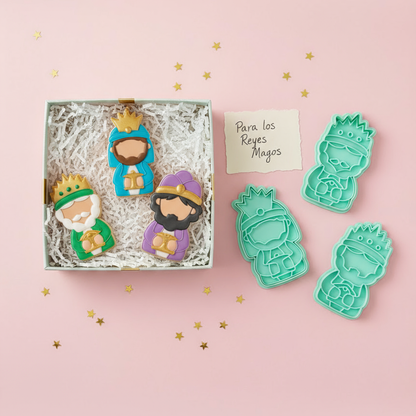 Cortadores De Galletas "Reyes Magos" Con Plantilla Navidad