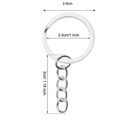 50 Argollas Redondas Plateadas Para Llavero Con Cadena