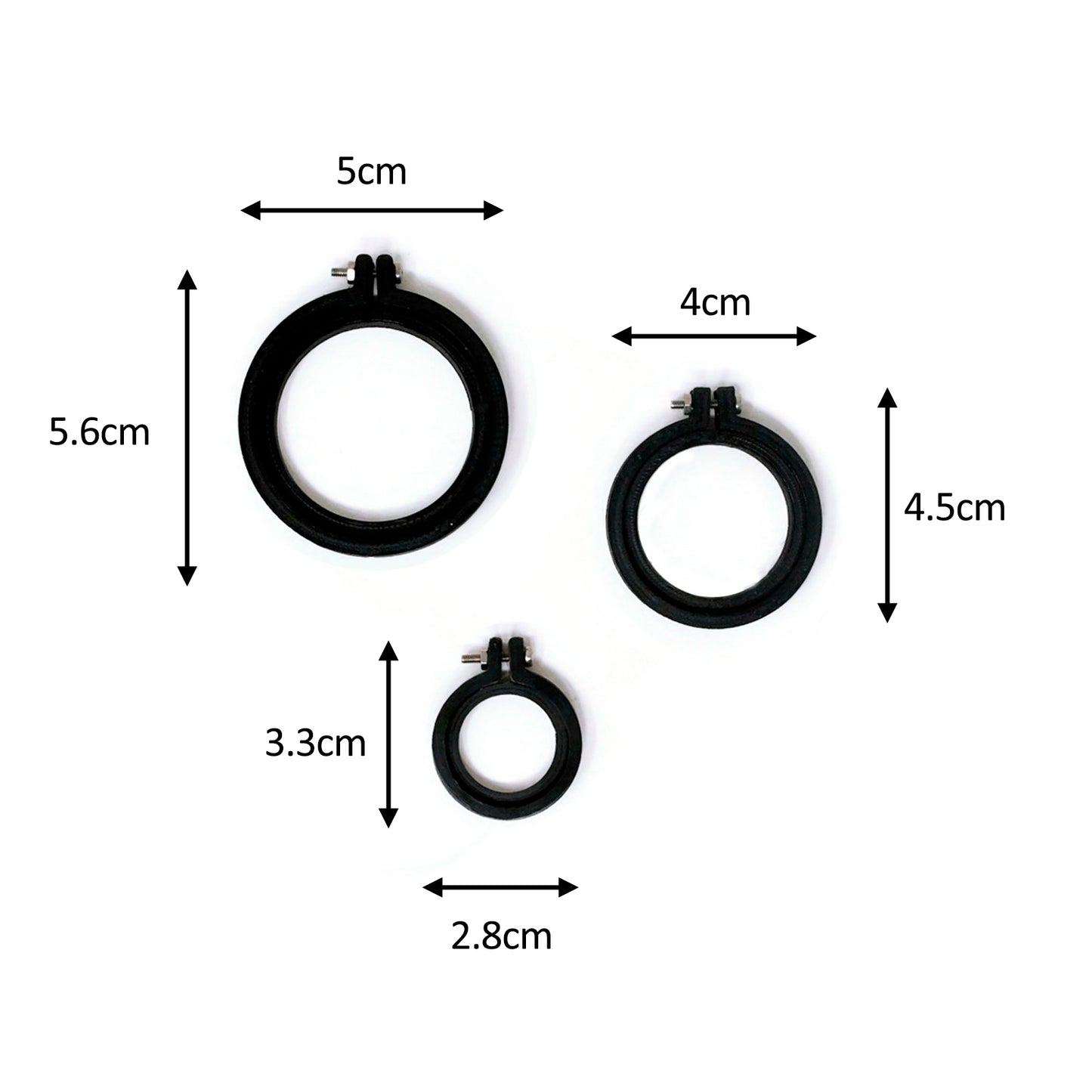 Juego de 3 Mini Bastidores Para Bordar "Circulares Negro"