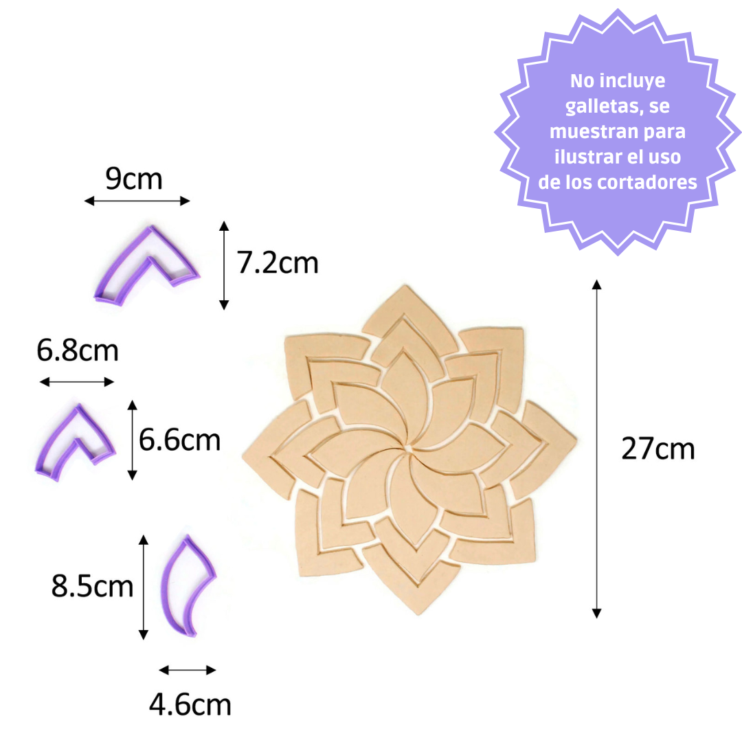 Juego de cortadores para plato de galletas "Mandala Flor"