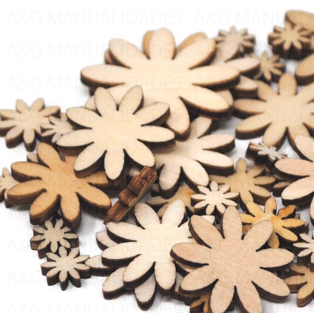 50 Flored De Madera Para Scrapbook Varios Tamaños Decoraciones Scrapbook