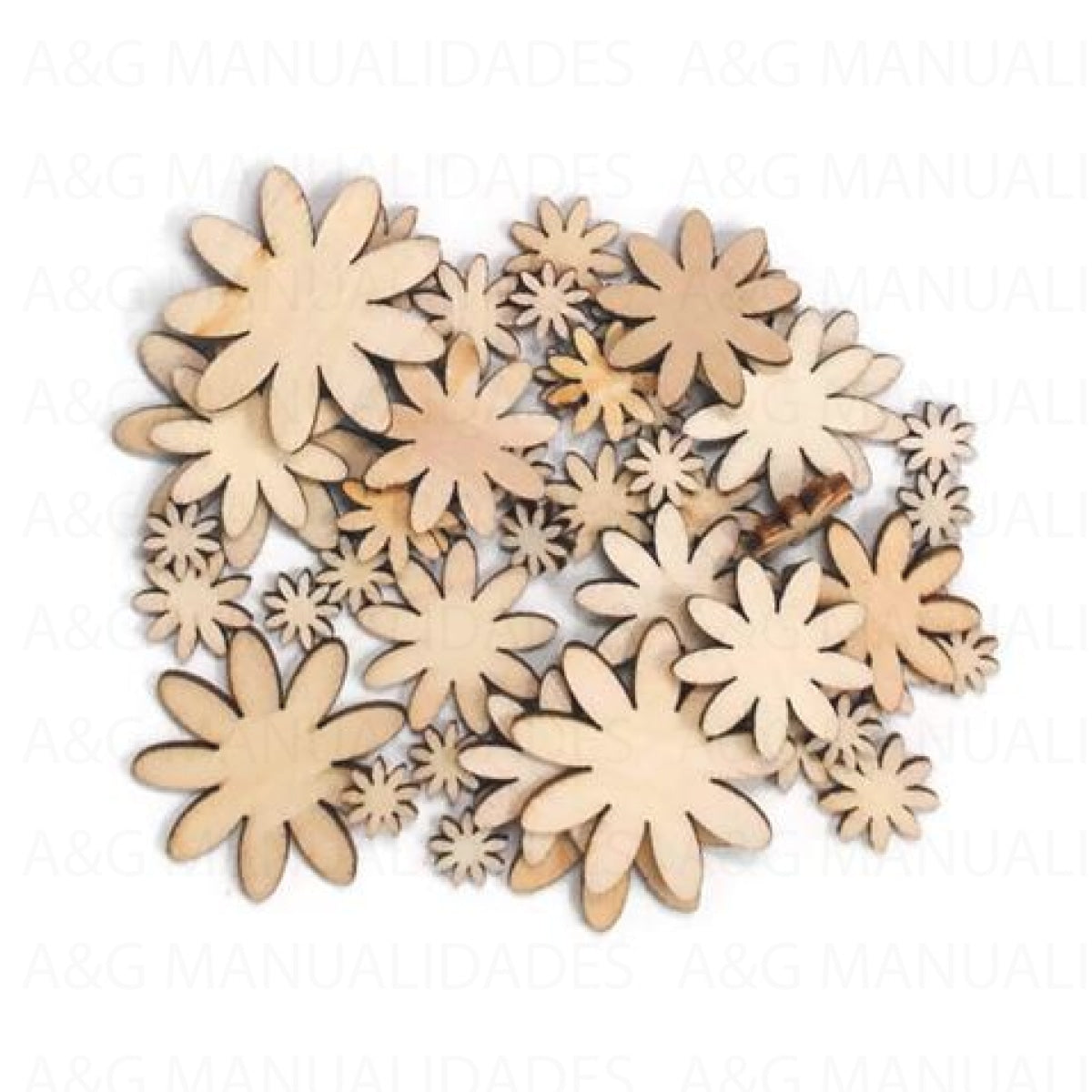 50 Flored De Madera Para Scrapbook Varios Tamaños Decoraciones Scrapbook