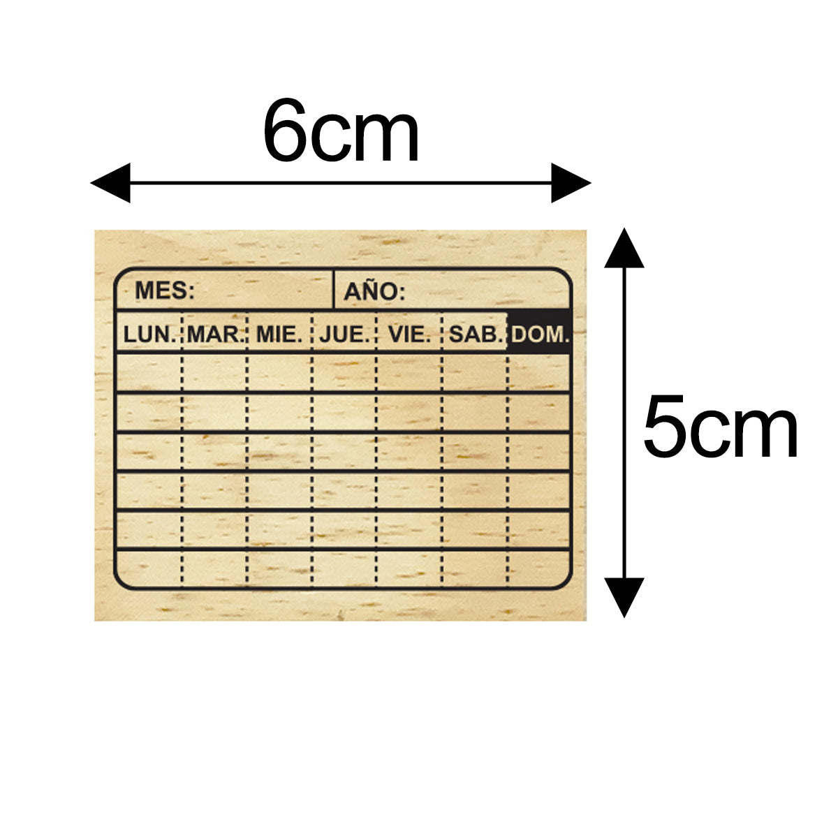 Sello de caucho en base de madera "Calendario"