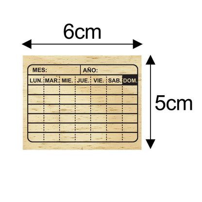 Sello de caucho en base de madera "Calendario"