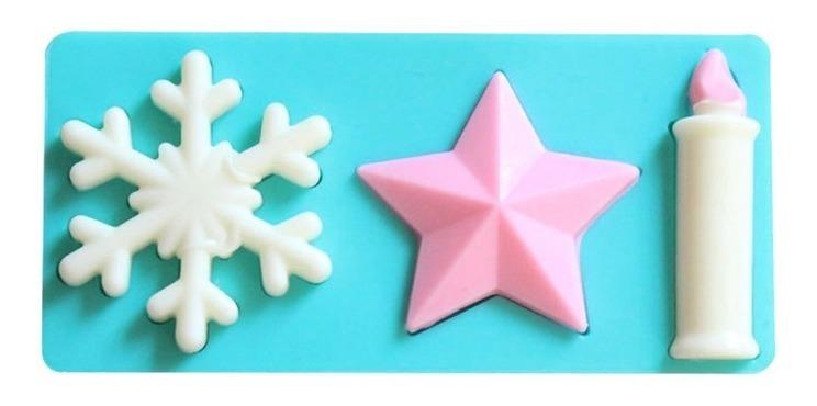 Molde Fondant Navidad Copo Nieve Vela Pasta Flexible