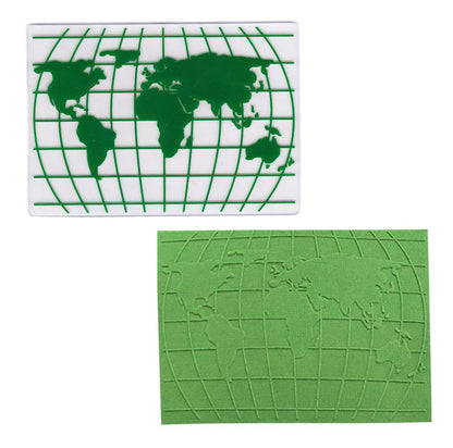 Folder Relieve Scrapbook Embossing Mapa Mundo