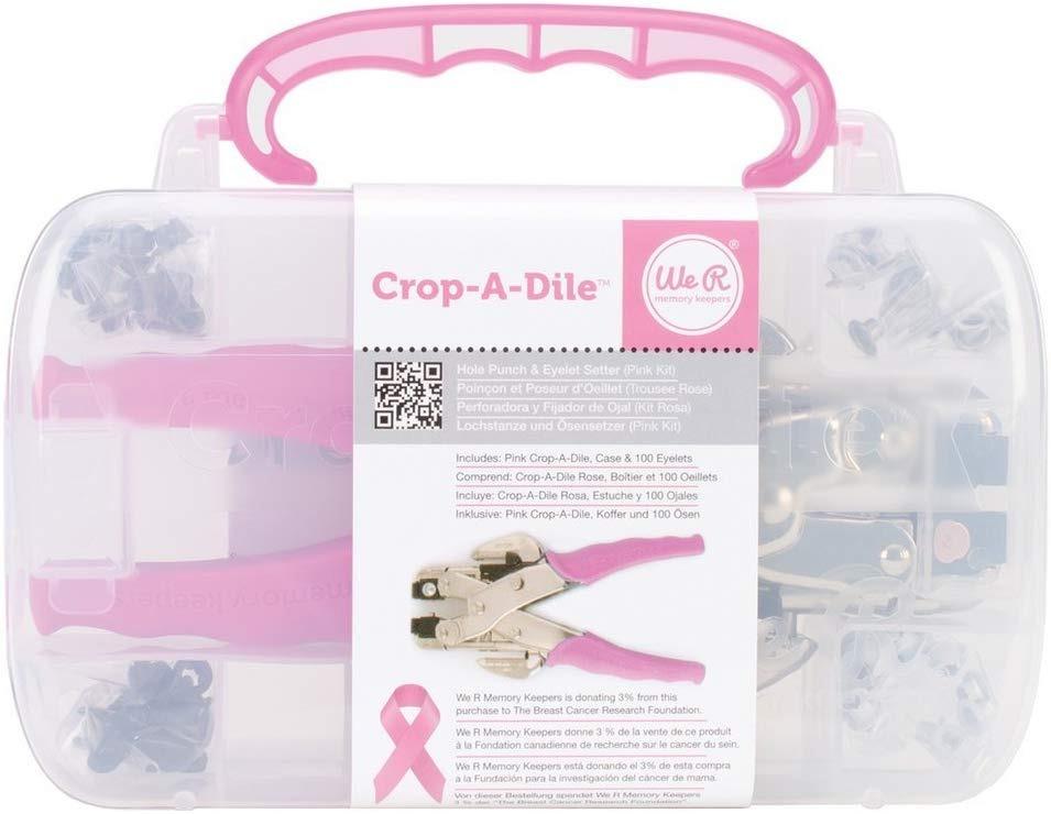 Kit Estuche Crop-a-dile Rosa Y 100 Ojales Perforadora