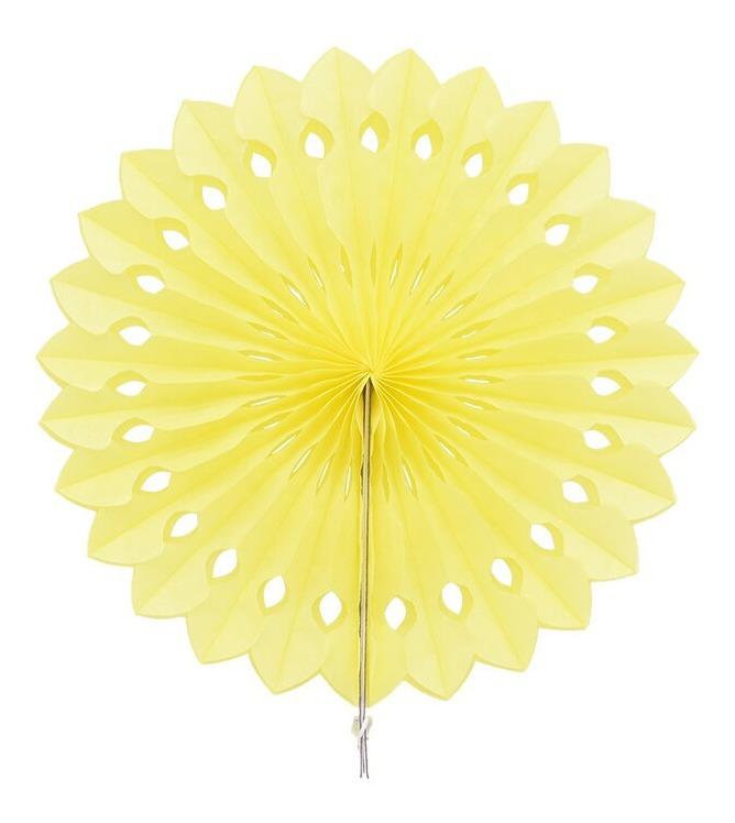 3 Abanicos Amarillo Papel Flor Decoración Fiesta 20 25 30cm