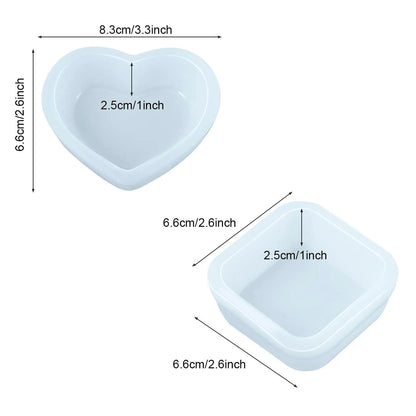 Juego de 2 moldes de silicón "Platitos Corazón y Cuadro"