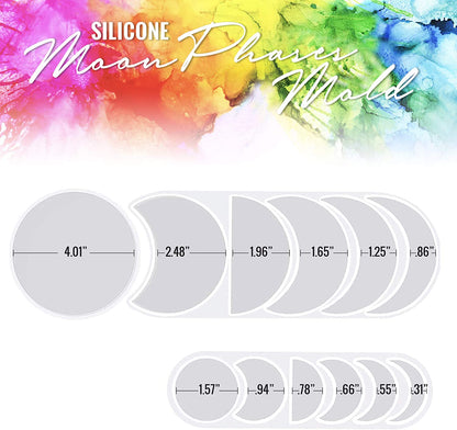 Kit de moldes fases lunares, resina 236ml, 15 polvos mica y aditamentos