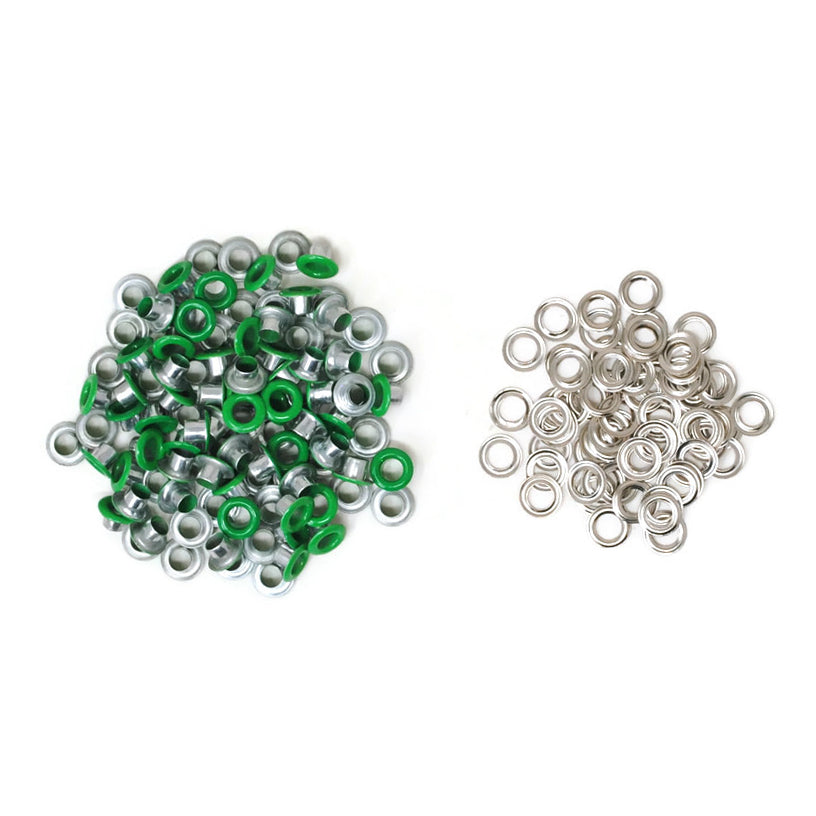 50 ojillos con arandela 8mm/4mm "Verde"