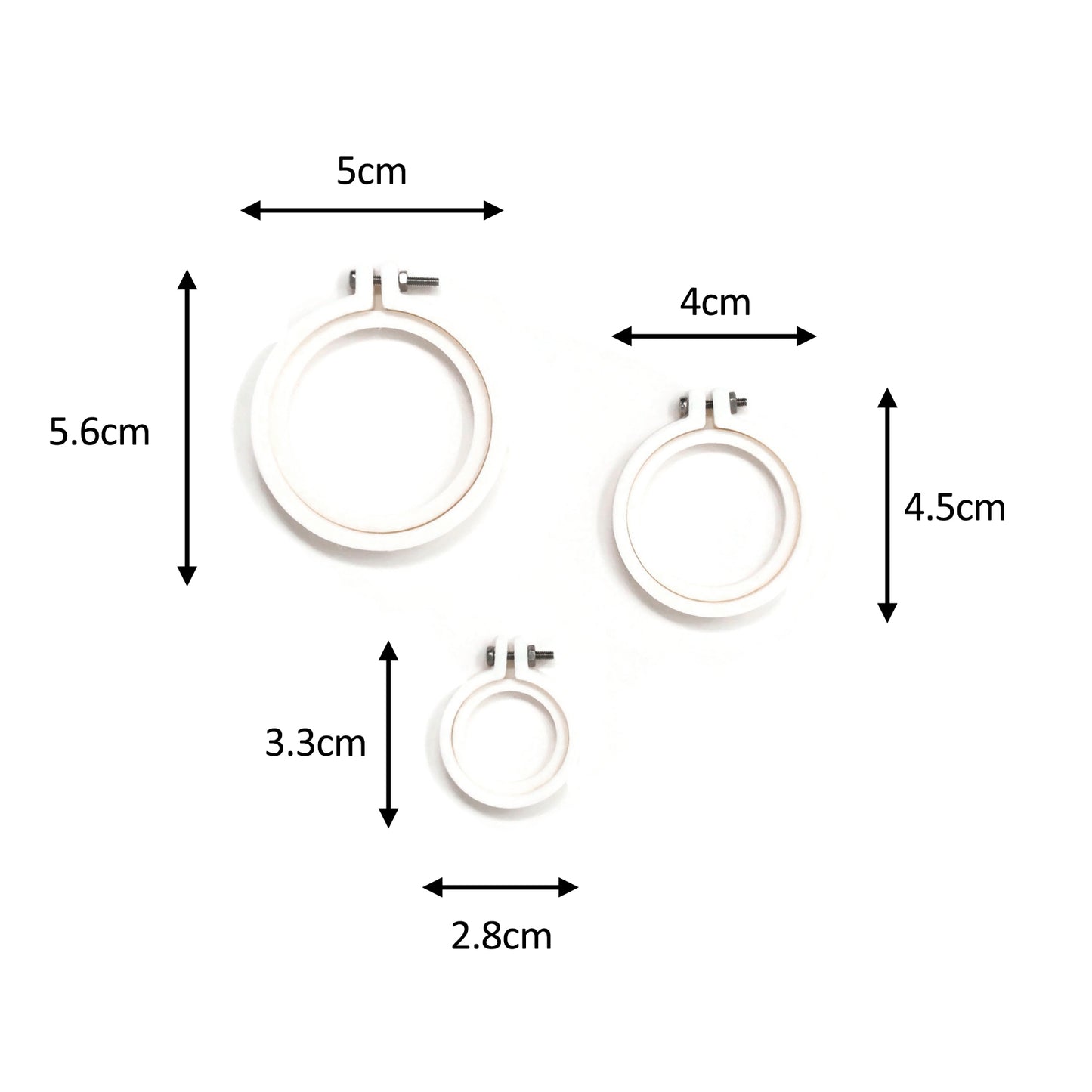 Juego de 3 Mini Bastidores Para Bordado "Circulares Blanco"