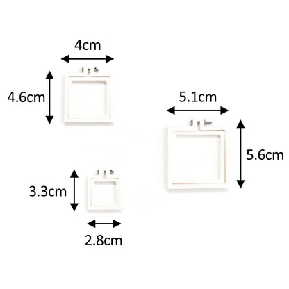 Juego de 3 Mini Bastidores Para Bordado "Cuadrados Blanco"